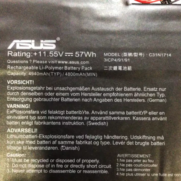 Baterai Laptop Original ASUS C31N1714 - Image 3