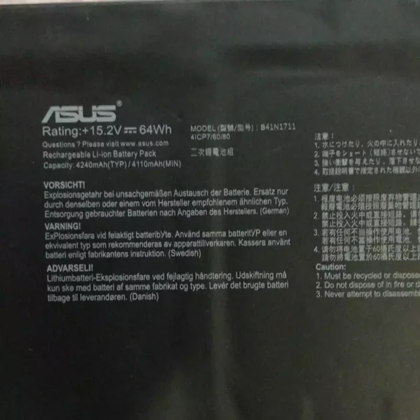 Baterai Laptop Original ASUS B41N1711 - Image 3