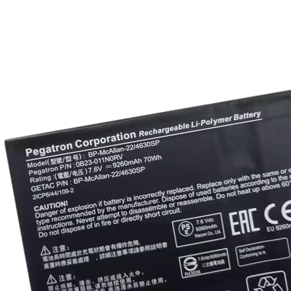 Baterai Laptop Original Pegatron Corporation Getac OB23-011NORV,BP-McALLAN-22,BP-McALLAN-22/4630SP - Image 3