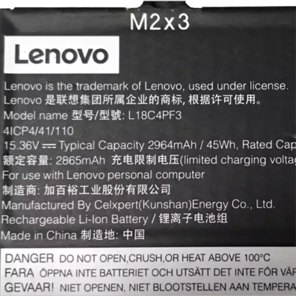 Baterai Laptop Original LENOVO L18C4PF3 - Image 2