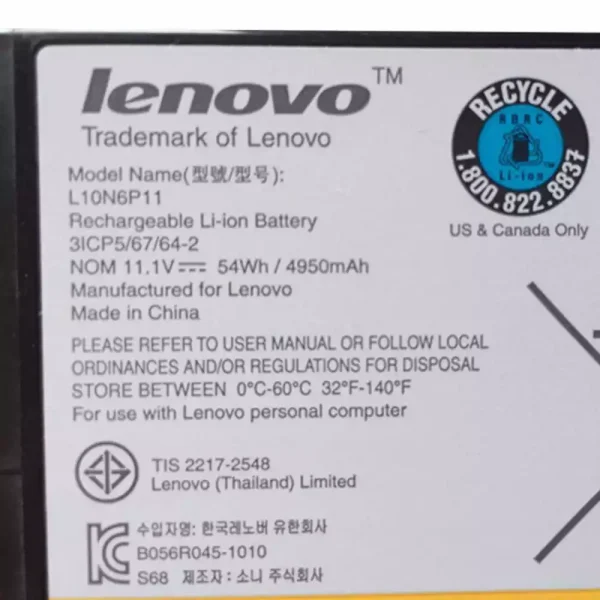 Baterai Laptop Original LENOVO L10N6P11,L10C4P11 - Image 3