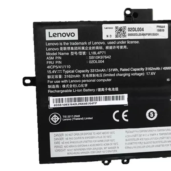 Baterai Laptop Original LENOVO Thinkpad X1C 2019 7th,Thinkpad X1C 2020 8th - Image 3