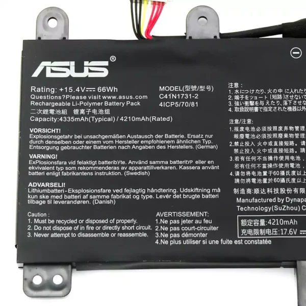 Baterai Laptop Original ASUS C41N1731-2 - Image 3