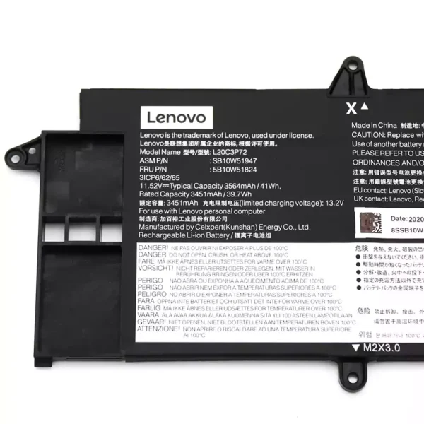 Baterai Laptop Original LENOVO L20C3P72 L20M3P72 L20D3P72 - Image 3