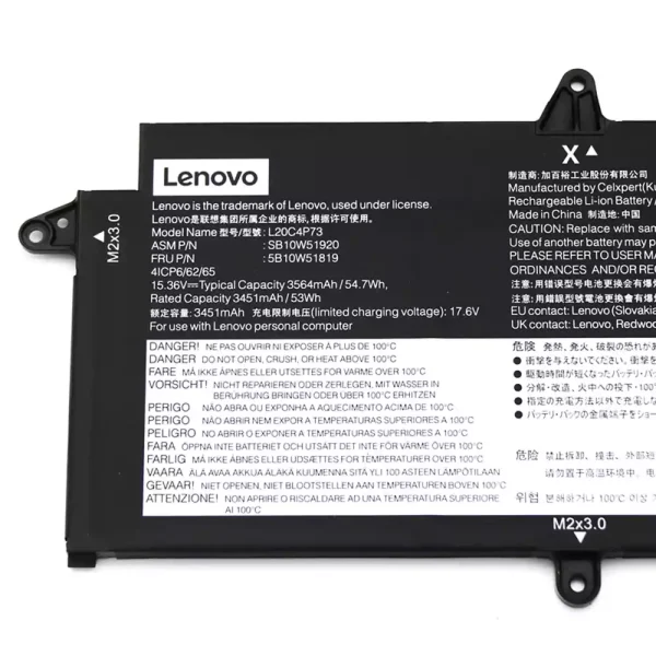 Baterai Laptop Original Lenovo Thinkpad X13 Gen 2 20XH 20XJ - Image 3