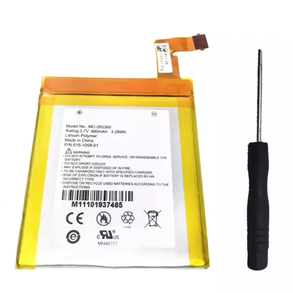 Baterai Tablet Original AMAZON kindle MC-265360,S2011-001-S