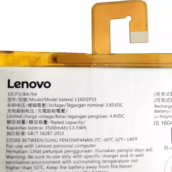 Baterai Tablet Original LENOVO L16D1P33 - Image 3