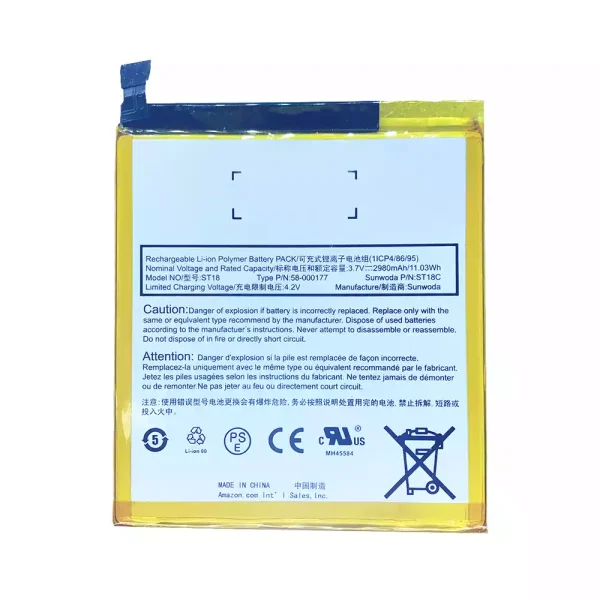 Baterai Tablet Original Amazon ST18 58-000177 SR04KL,Kindle Fire 7