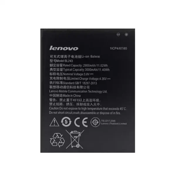 Baterai Original BL243 for LENOVO k3 note,K50-T5,K50-T3S,A7600-M,A5890,A5600,A5500,A5860,A7000