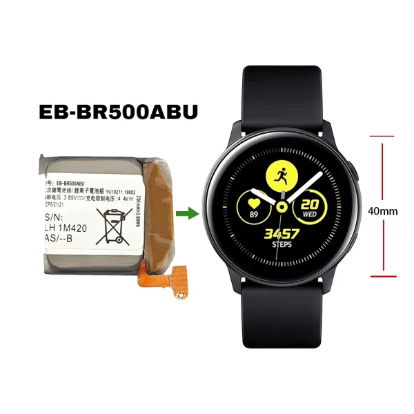 Pengganti Baterai EB-BR500ABU Untuk Samsung Galaxy Watch Active(40mm) SM-R500 - Image 4