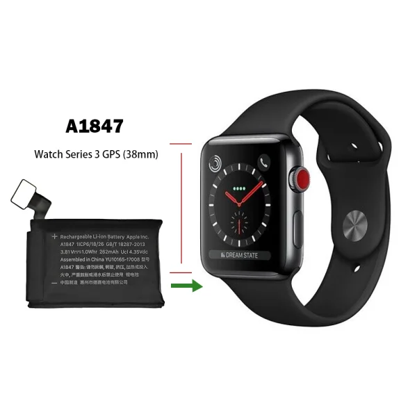 Pengganti Baterai A1847 Untuk Apple Watch Series 3 GPS (38mm) - Image 4