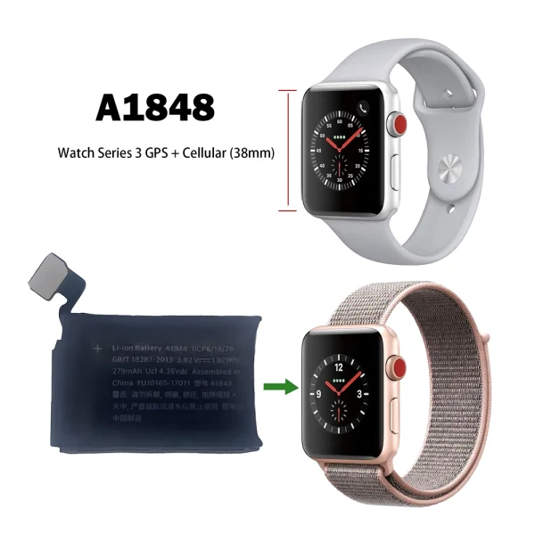 Pengganti Baterai A1848 Untuk Apple Watch Series 3 GPS + Cellular (38mm) - Image 4