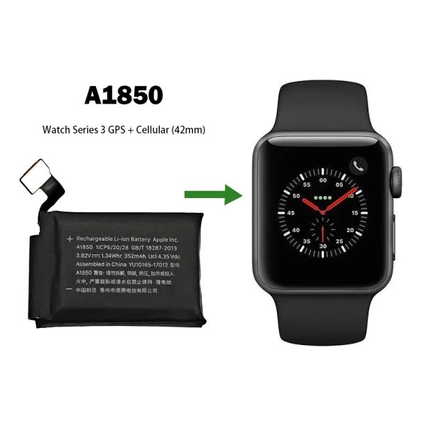 Pengganti Baterai A1850 Untuk Apple Watch Series 3 GPS + Cellular (42mm) - Image 4