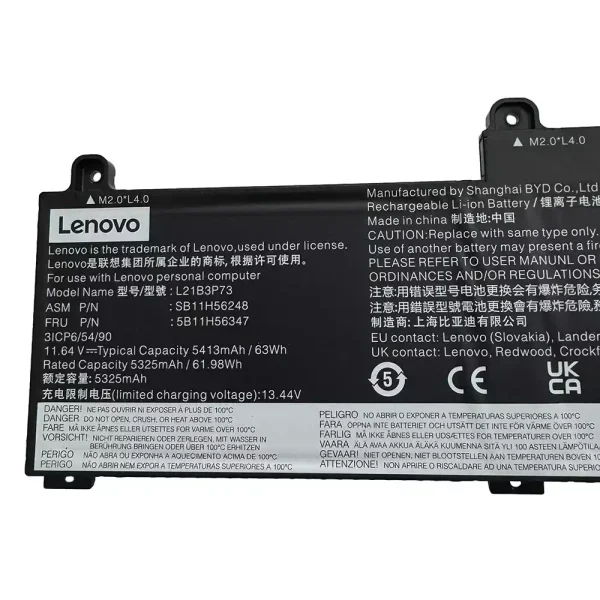 Baterai Laptop LENOVO L21B3P73 SB10W52010 5B10W51909 - Gambar 3