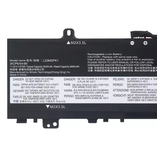 Baterai Laptop LENOVO L23M3PK1 L23X3PK1 L23B3PK1 L23D3PK1 L23C3PK1 - Gambar 3
