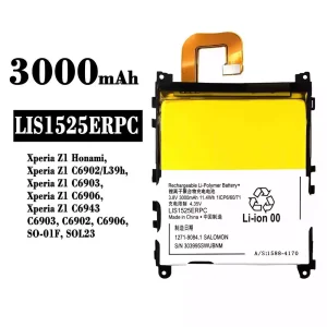 Baterai Original LIS1525ERPC for Sony Xperia Z1 Honami, Xperia Z1 C6902 C6903 C6906 C6943 SO-01F SOL23