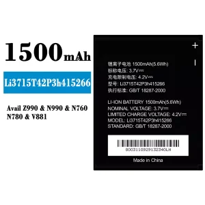 Baterai Original Li3715T42P3h415266 for ZTE Avail Z990/N990/N760/N780/V881