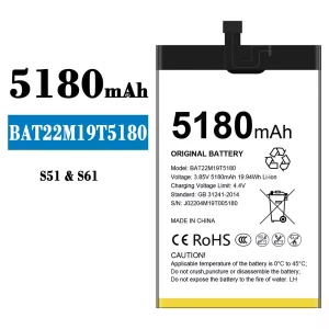 Baterai Original BAT22M19T5180 for Doogee S51/S61